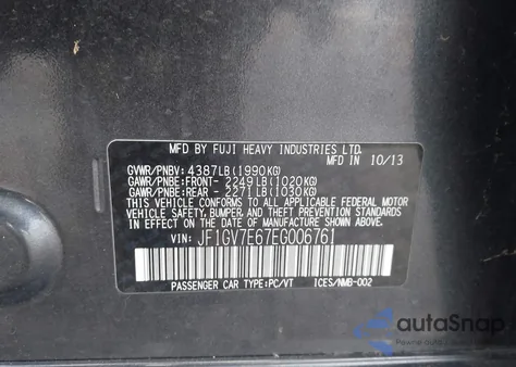 2014 Subaru Impreza Wrx из США, поврежденный, VIN JF1GV7E67EG006761